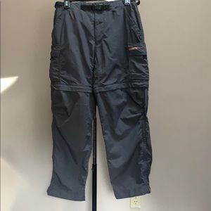 REI dark gray convertible hiking cargo pants 50spf